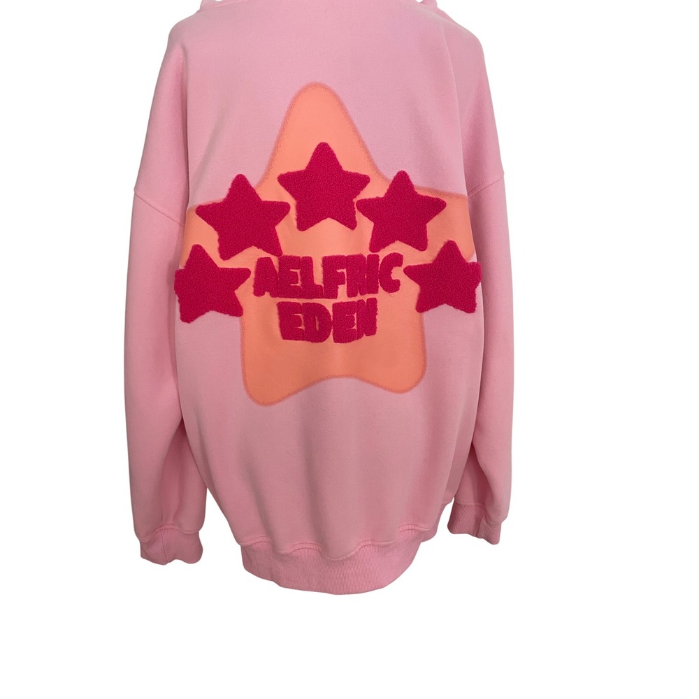 Aelfric Eden Pink Star Hoodie Unisex Medium Pink Chenille Y2K Streetwear Hoody - Picture 8 of 15